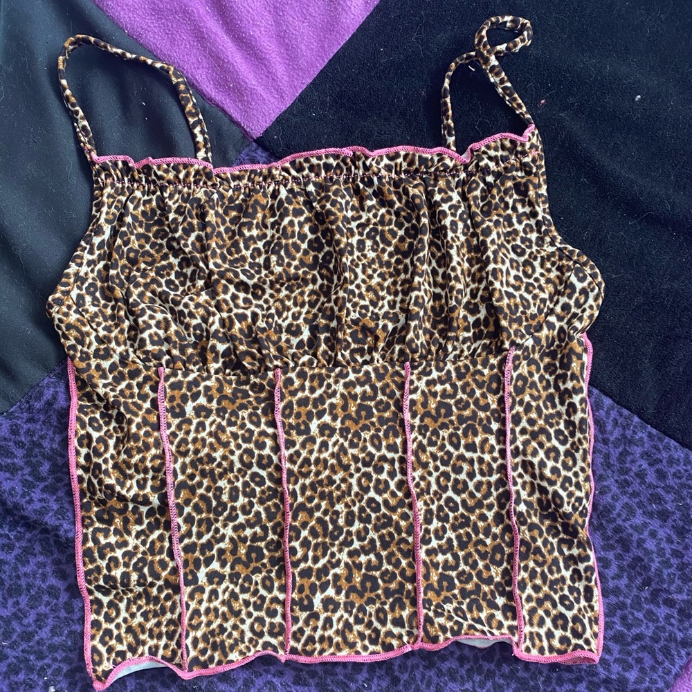 Cheetah print ruched pink top corset